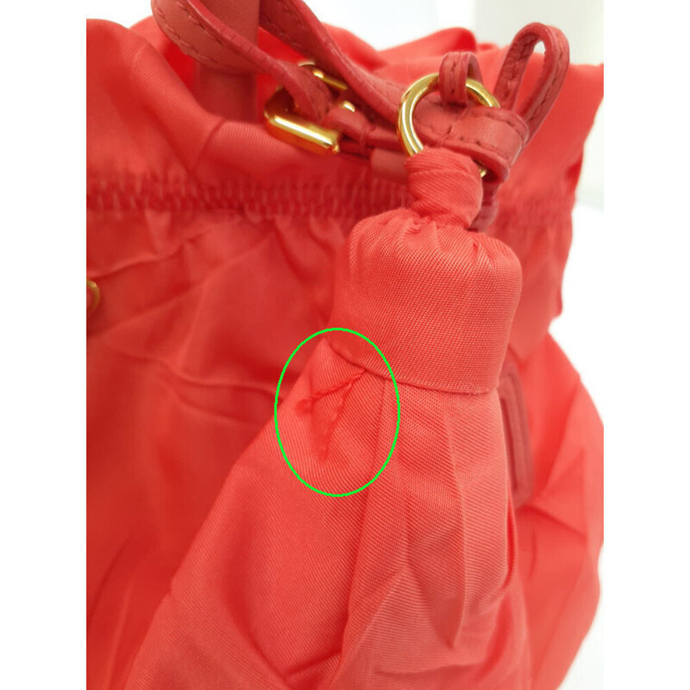 Prada coral handbag nylon Orange gathered - Picture 4 of 9